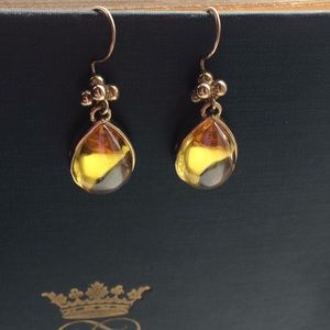 Yellow glass drop earrings